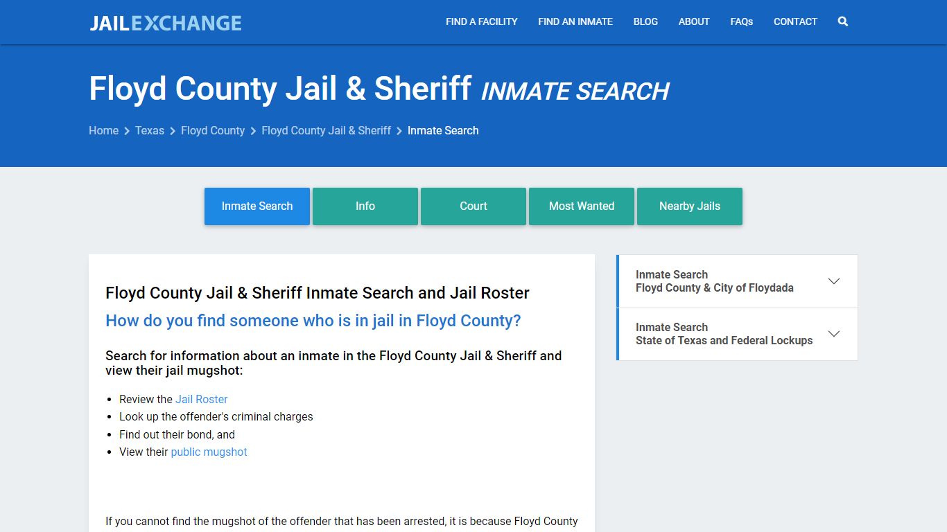Floyd County Jail & Sheriff Inmate Search - Jail Exchange